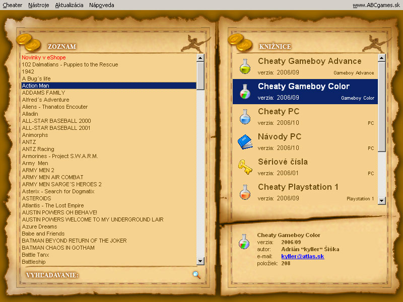 Sid Meier's Pirates! - ABCgames Cheater skin - zoznam