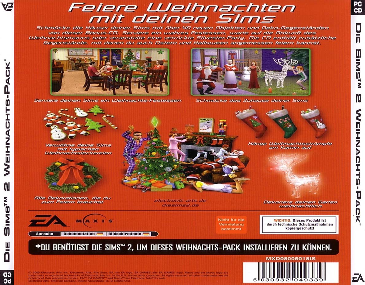 The Sims 2: Christmas Party Pack - zadn CD obal
