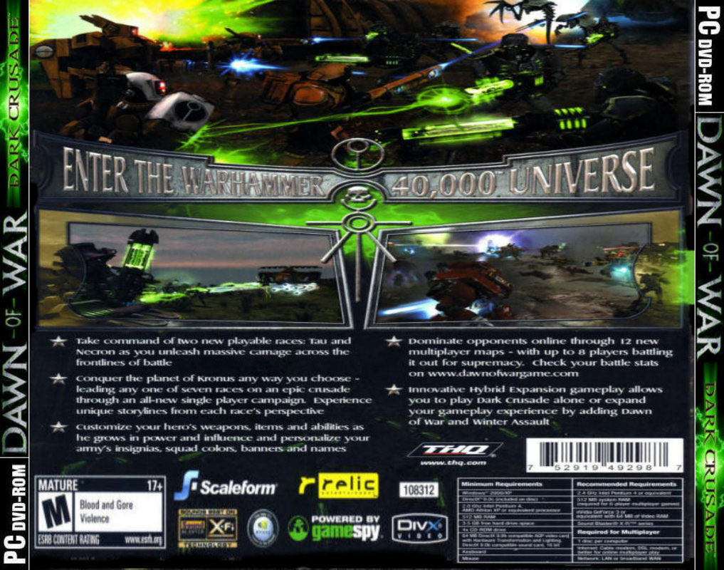 Warhammer 40000: Dawn of War - Dark Crusade - zadn CD obal