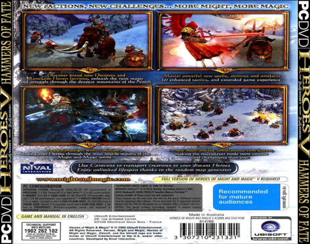 Heroes of Might & Magic 5: Hammers of Fate - zadn CD obal