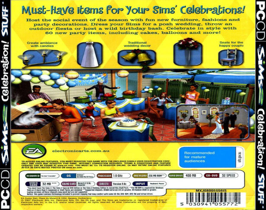 The Sims 2: Celebration Stuff - zadn CD obal