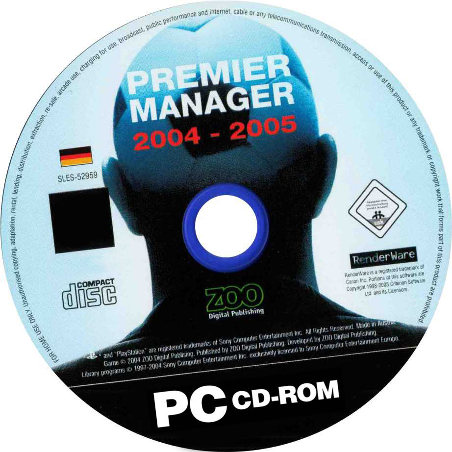 Premier Manager 2004 - 2005 - CD obal