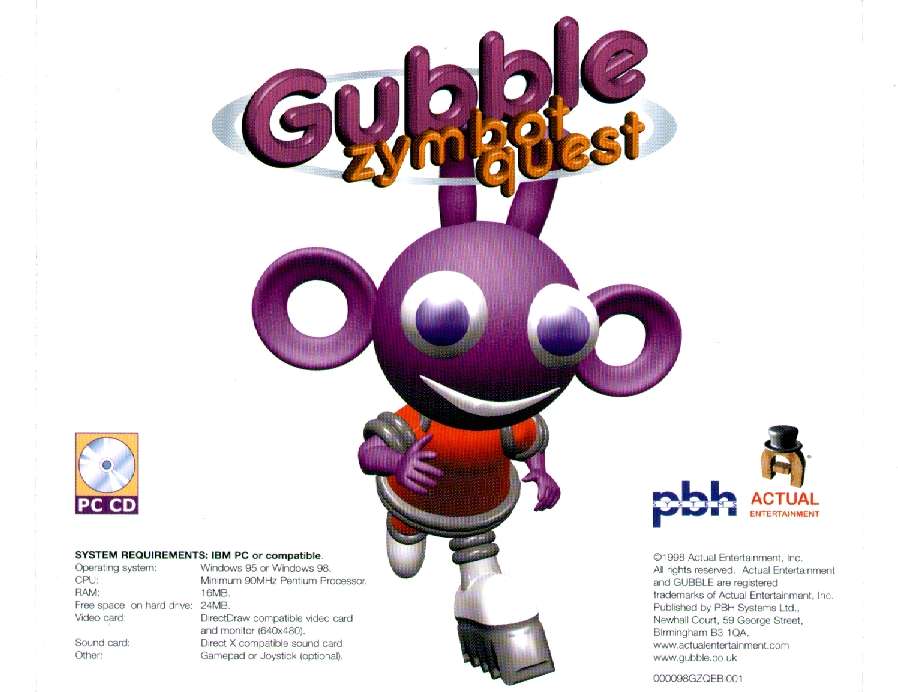 Gubble: Zymbot Quest - zadn CD obal