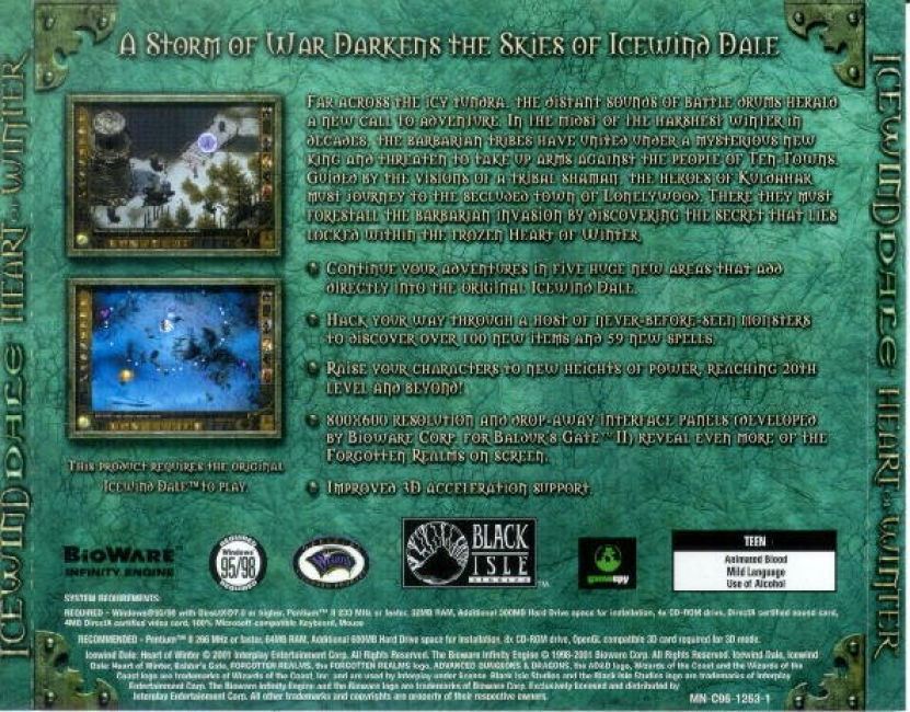 Icewind Dale: Heart of Winter - zadn CD obal