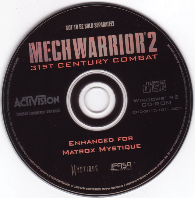MechWarrior 2: 31st Century Combat (Matrox Mistique Bundle Ver.) - CD obal