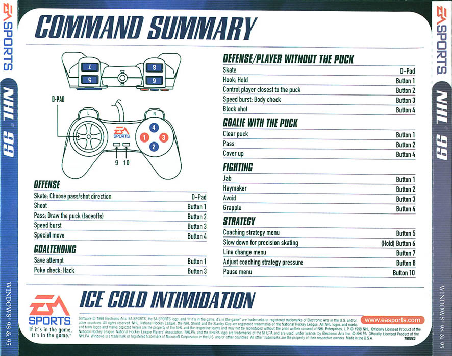 NHL 99 - zadn CD obal
