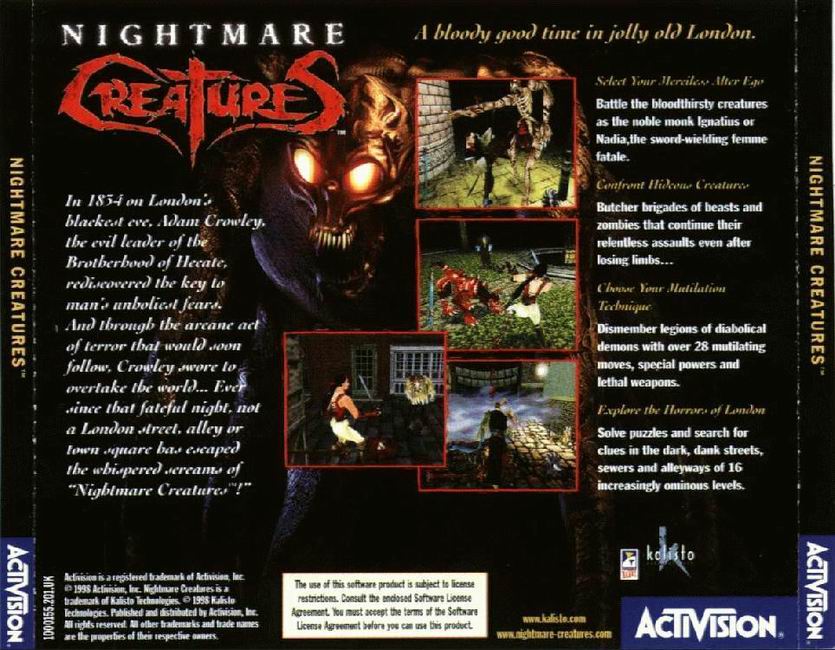 Nightmare Creatures - zadn CD obal