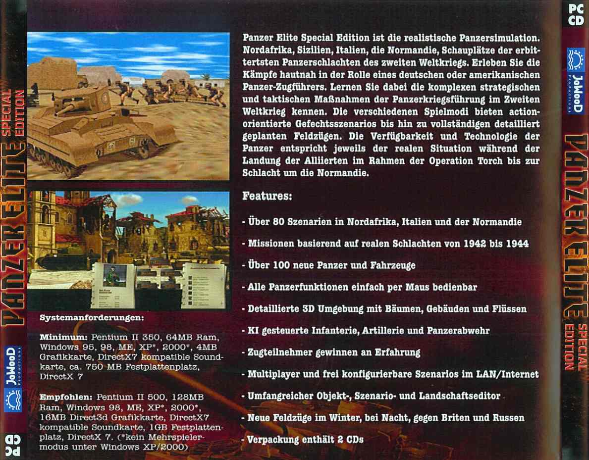Panzer Elite: Special Edition - zadn CD obal