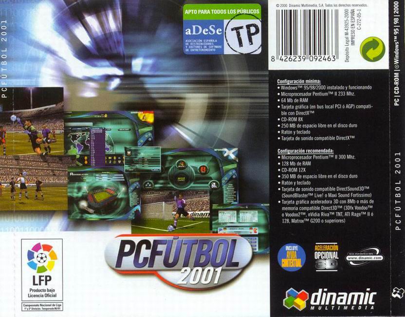 PC Futbol 2001 - zadn CD obal