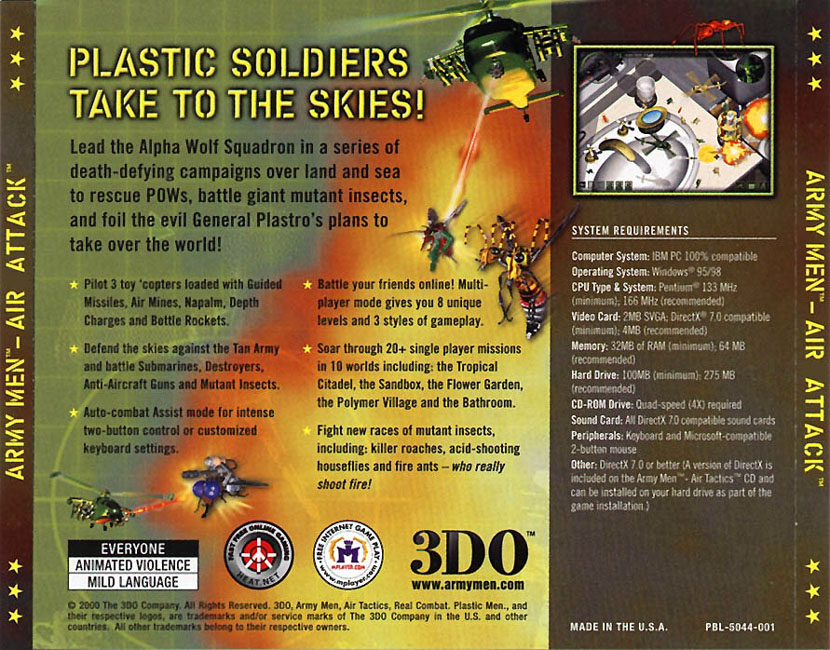 Army Men: Air Attack - zadn CD obal