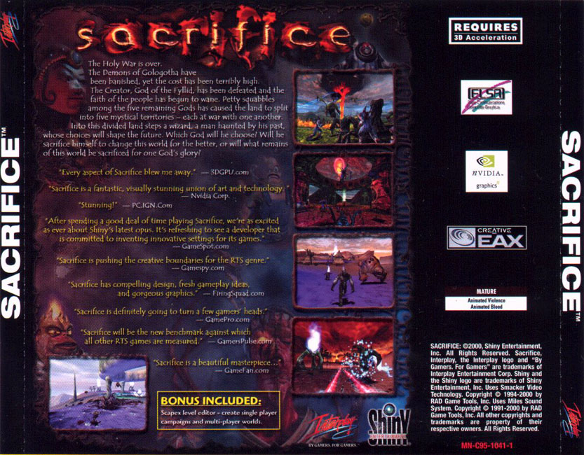 Sacrifice - zadn CD obal