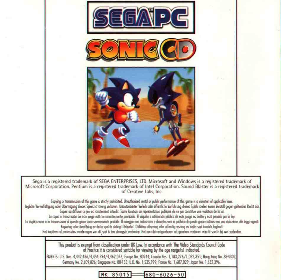 Sonic CD - predn vntorn CD obal