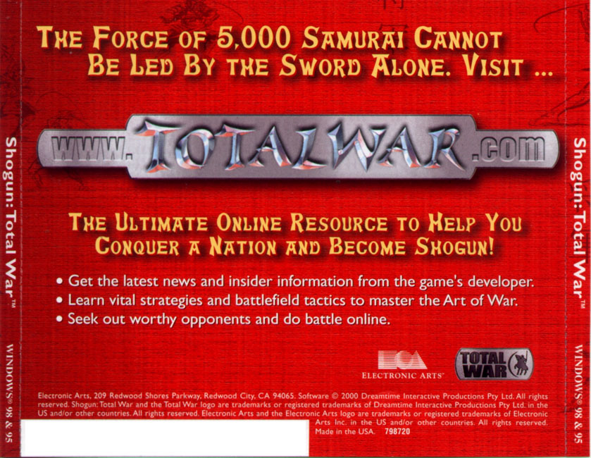 Shogun: Total War - zadn CD obal