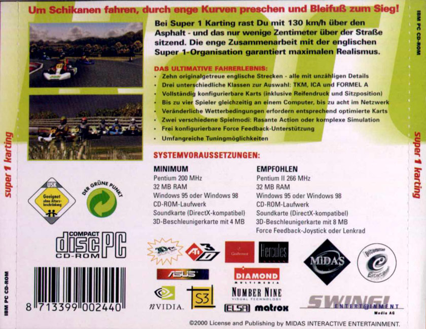 Super 1 Karting Simulation - zadn CD obal