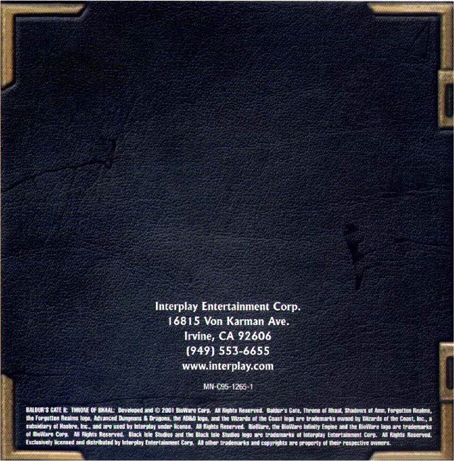 Baldur's Gate 2: Throne of Bhaal - predn vntorn CD obal
