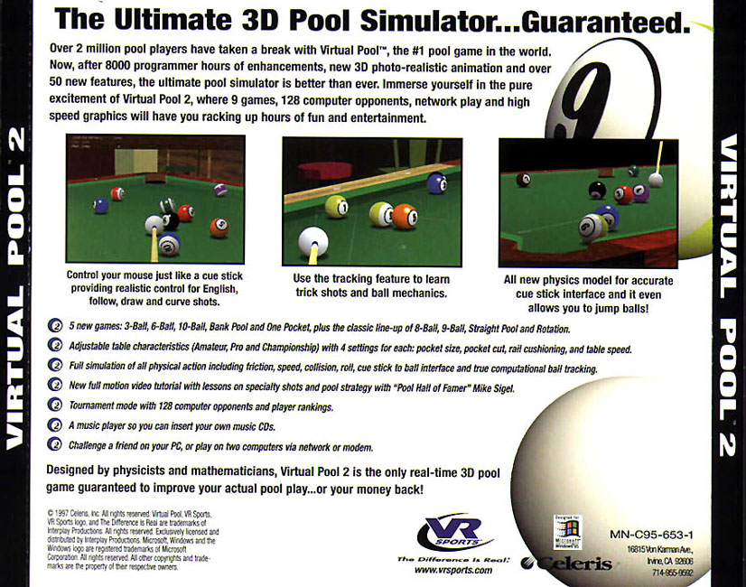 Virtual Pool 2 - zadn CD obal