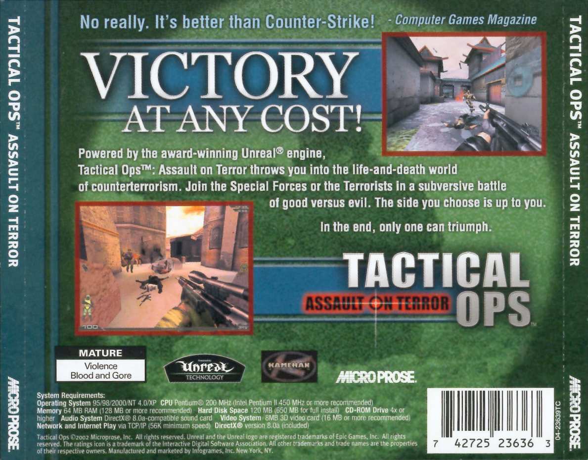 Tactical Ops: Assault on Terror - zadn CD obal