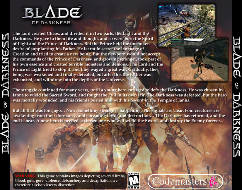 Blade of Darkness - zadn CD obal