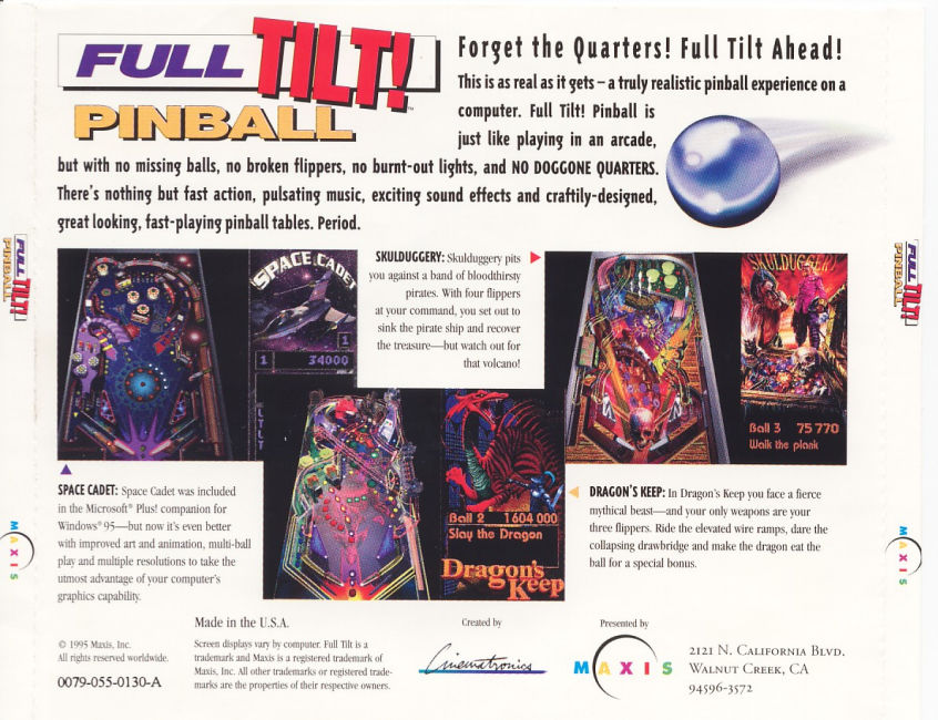 Full Tilt! Pinball - zadn CD obal