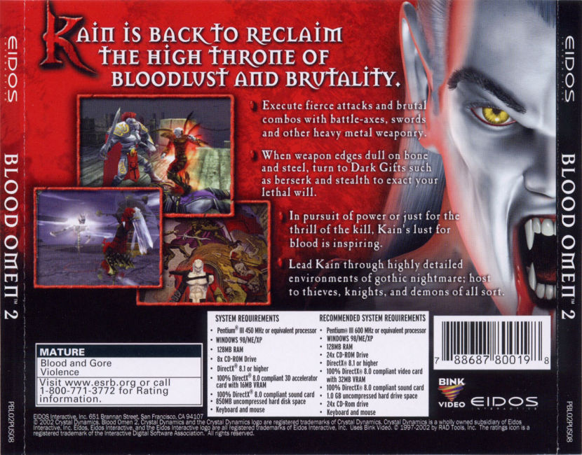 Blood Omen 2 - zadn CD obal 2