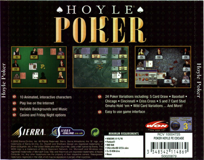 Hoyle Poker - zadn CD obal