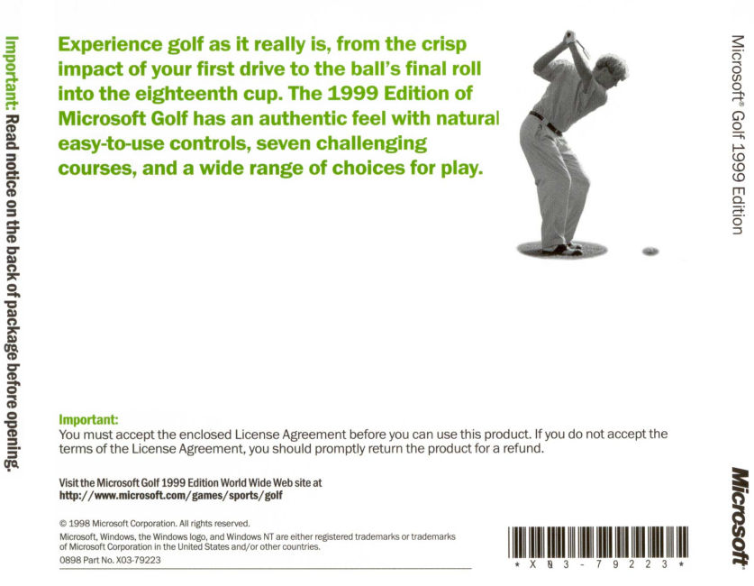 Microsoft Golf 1999 Edition (+7 Courses) - zadn CD obal