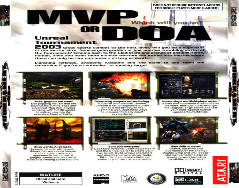 Unreal Tournament 2003 - zadn CD obal