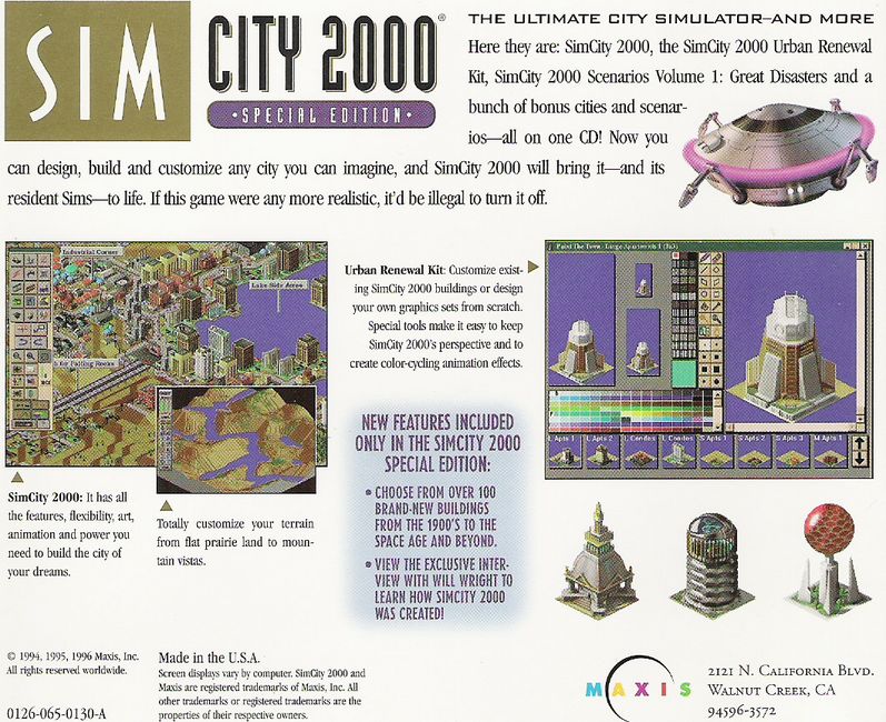 SimCity 2000: Special Edition - zadn CD obal