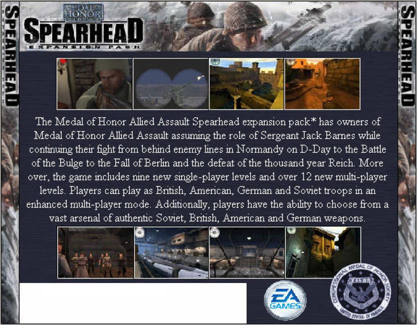 Medal of Honor: Allied Assault: Spearhead - zadn CD obal