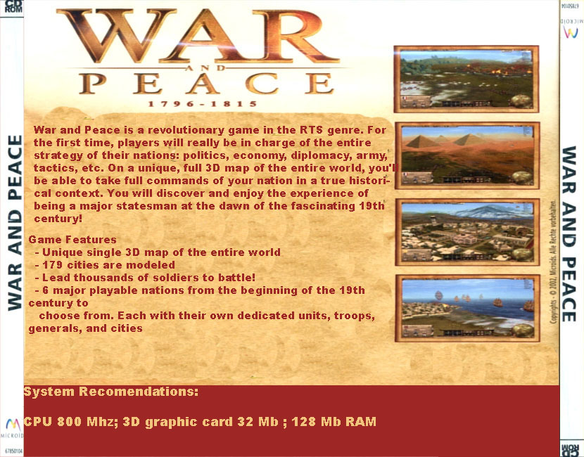 War and Peace 1796-1815 - zadn CD obal