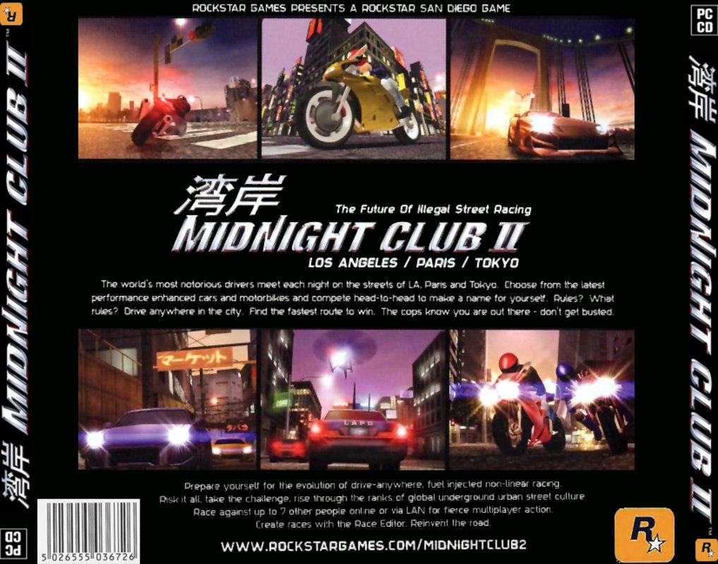 Midnight Club 2 - zadn CD obal