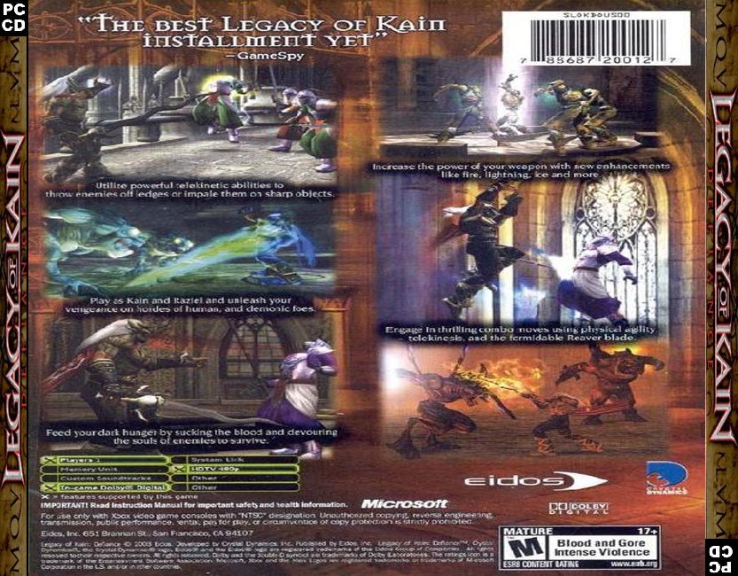 Legacy of Kain: Defiance - zadn CD obal