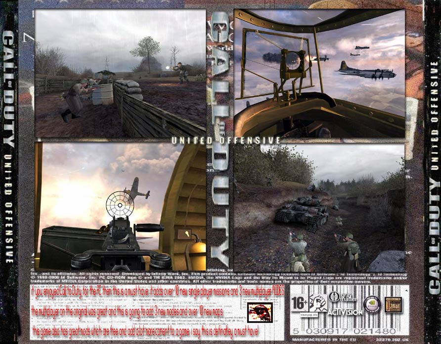 Call of Duty: United Offensive - zadn CD obal