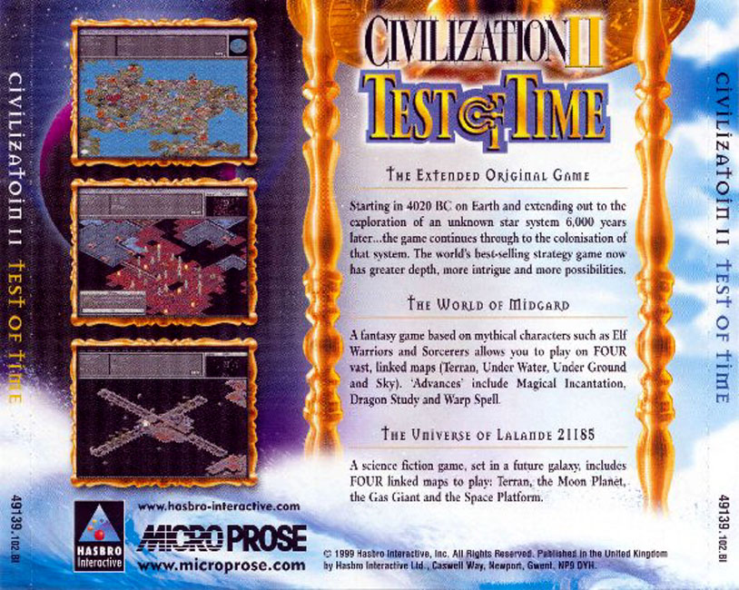 Civilization 2: Test of Time - zadn CD obal