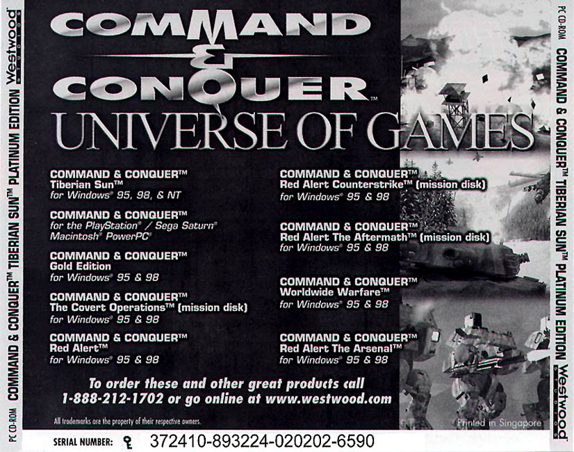 Command & Conquer: Tiberian Sun: Platinum Edition - zadn CD obal