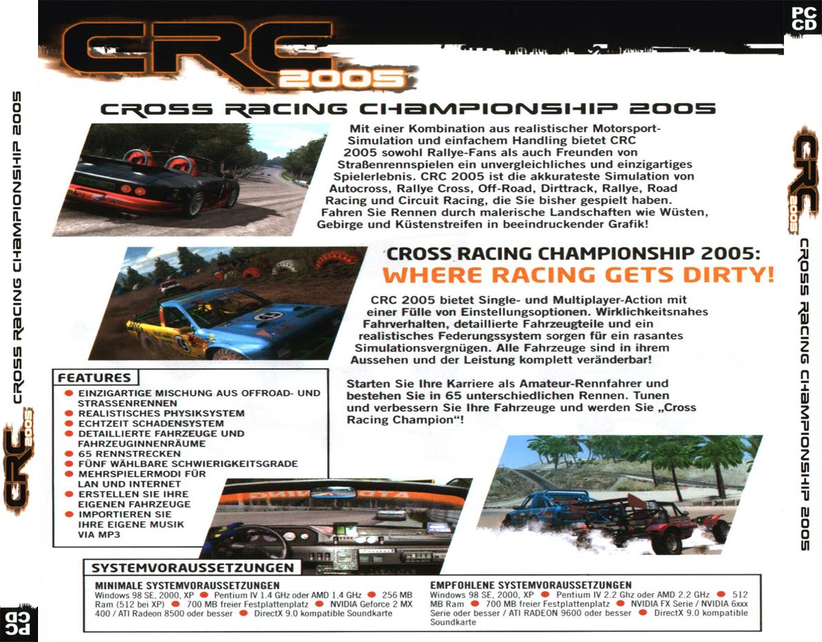 Cross Racing Championship 2005 - zadn CD obal
