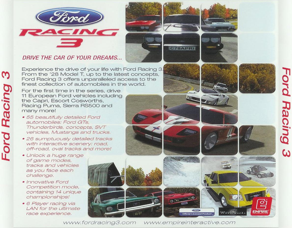 Ford Racing 3 - zadn CD obal